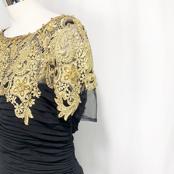 NWT Lara Designs Black & Gold Cocktail Dress 20 - Picture 5 of 13